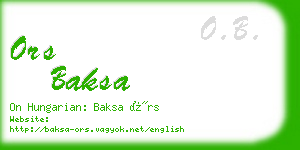 ors baksa business card
